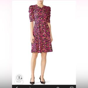 Kate Spade Vibrant Pink and Yellow Midi Dress 14